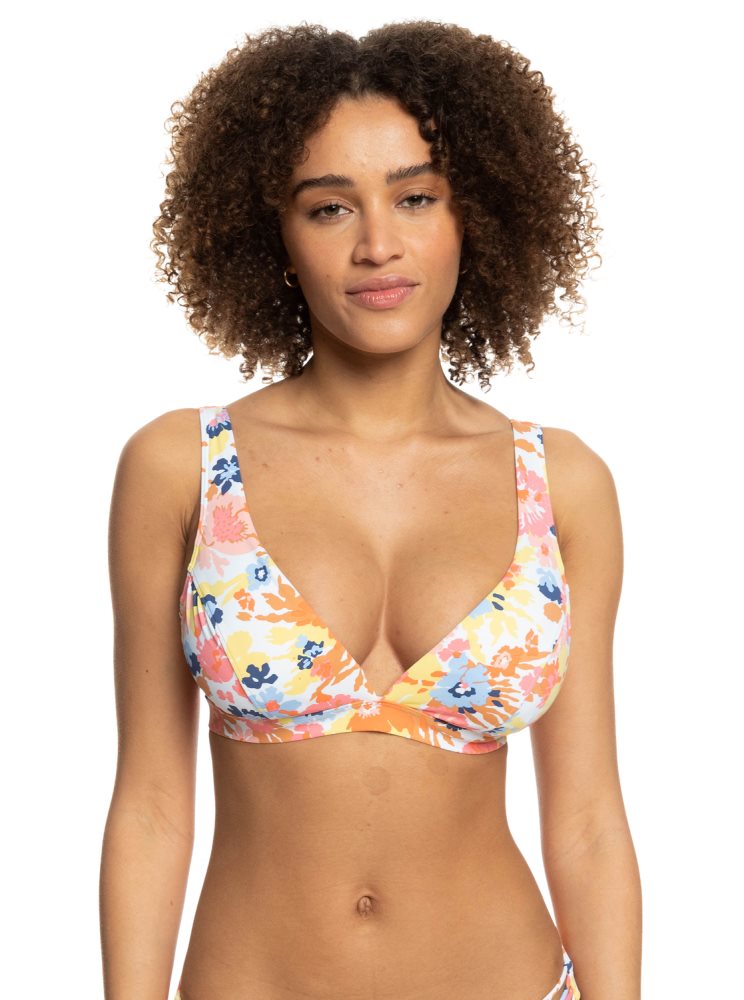 White Women\'s Roxy Printed Beach Classics D-Cup Underwired Bikini Tops | USA TBSU-60489