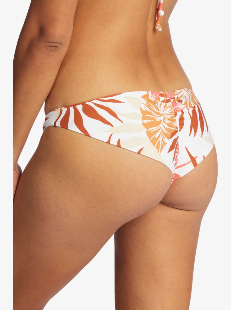 White Women's Roxy Printed Beach Classics Cheeky Bikini Bottoms | USA VWXS-30259