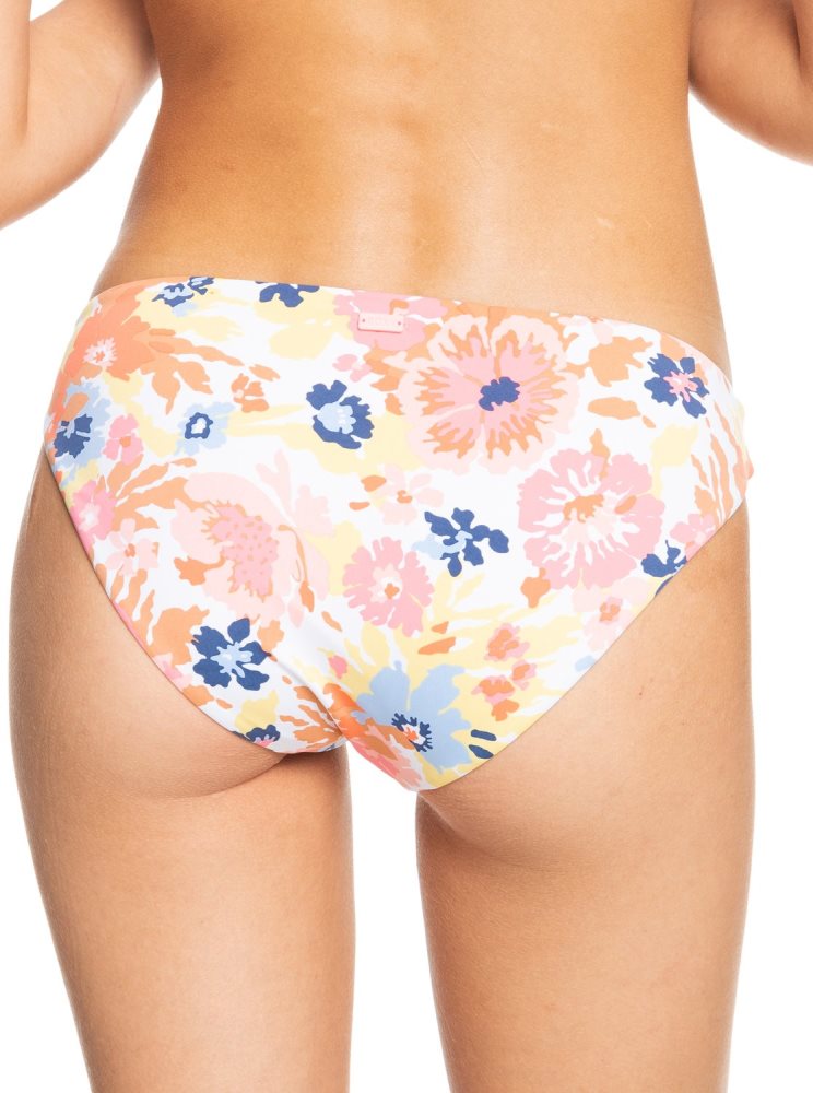 White Women's Roxy Printed Beach Classics Hipster Bikini Bottoms | USA XEJF-20341