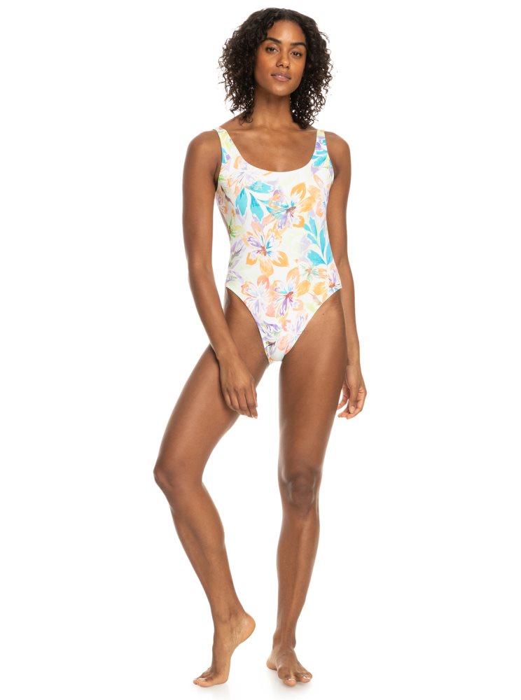 White Women's Roxy Retro Revo One Piece Swimsuits | USA FHUK-91780