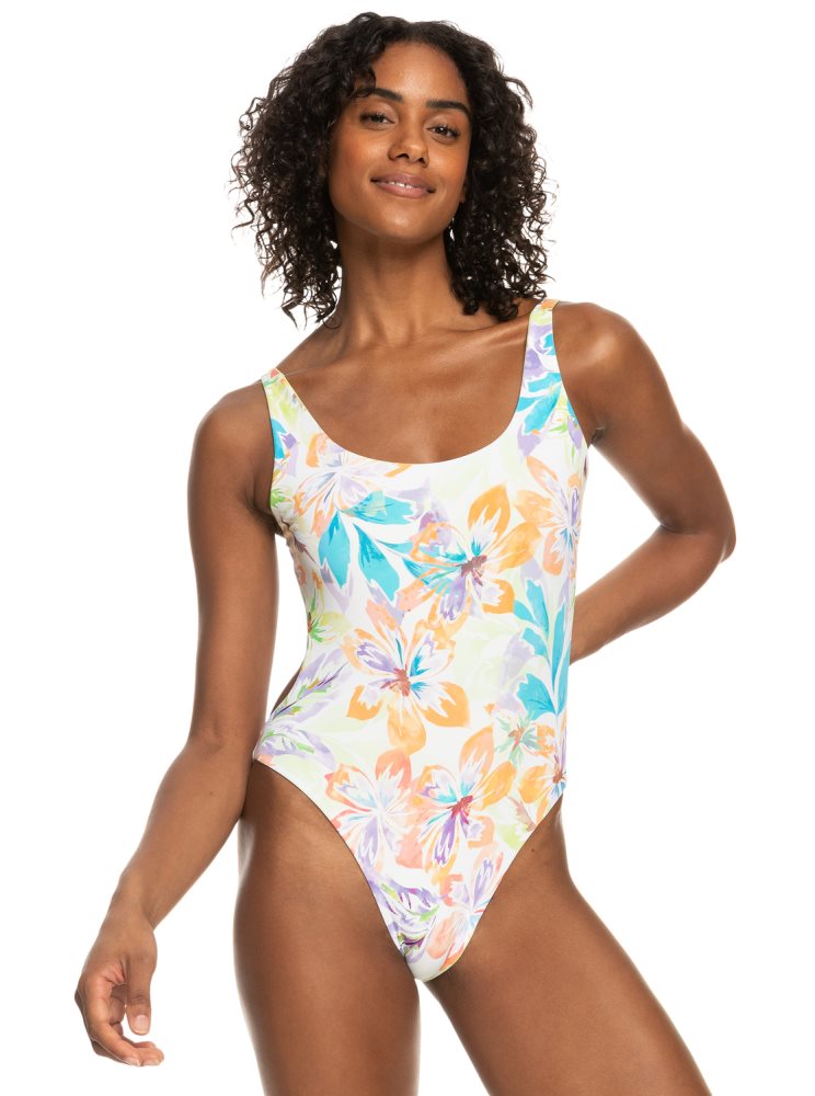 White Women\'s Roxy Retro Revo One Piece Swimsuits | USA FHUK-91780