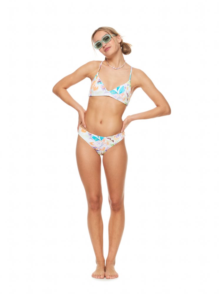 White Women's Roxy Retro Revo Reversible Triangle Bikini Tops | USA GJXV-32960