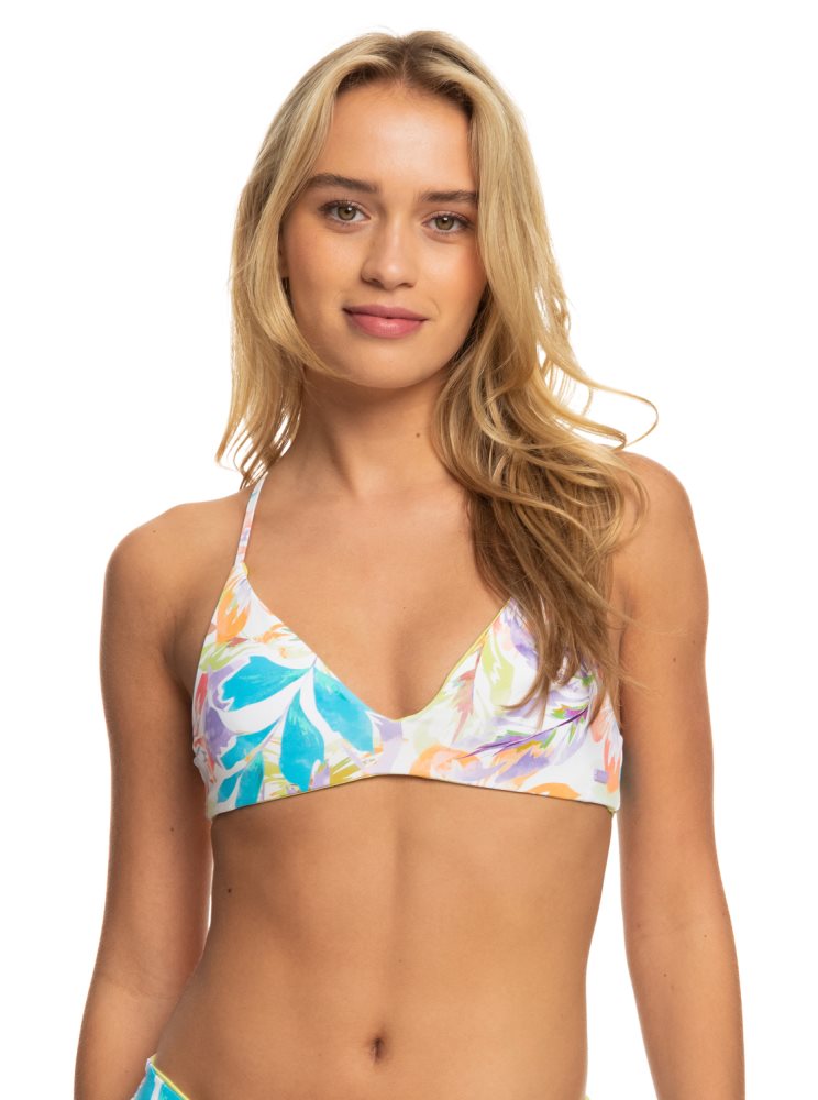 White Women's Roxy Retro Revo Reversible Triangle Bikini Tops | USA GJXV-32960