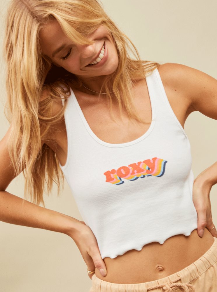 White Women's Roxy Retro Stack Tanks | USA BJPD-61453