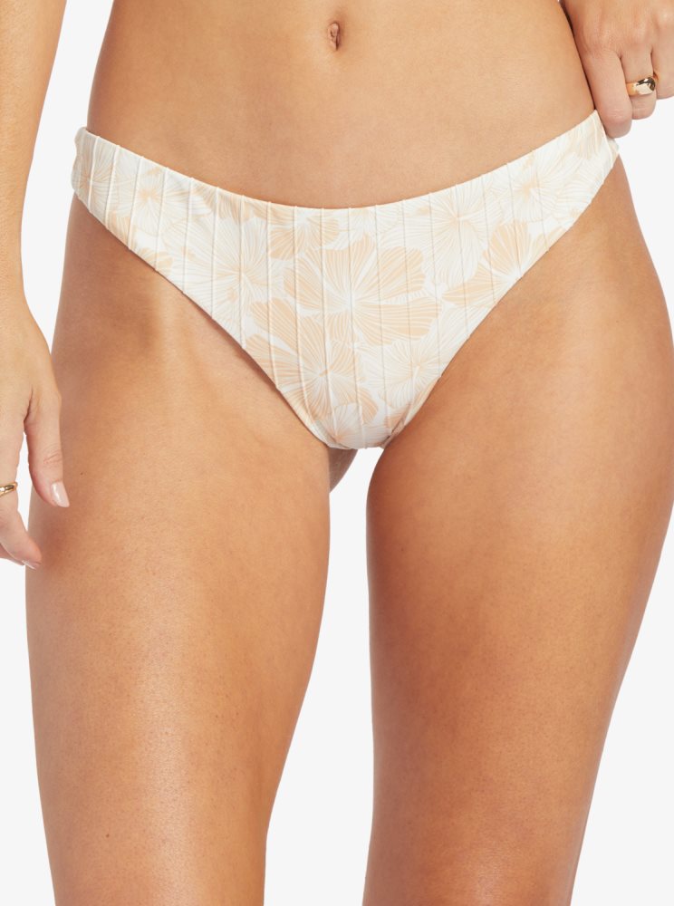 White Women\'s Roxy Rib Love The Baja Bikini Bottoms | USA WPMK-46502