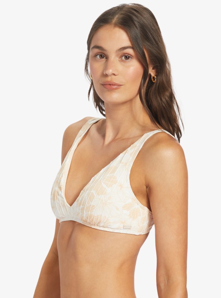 White Women's Roxy Rib Love The Oceana V Bikini Tops | USA WOCH-32185