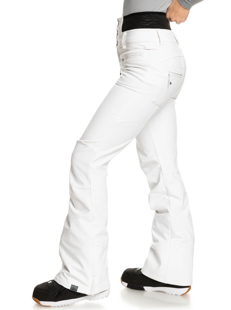 White Women's Roxy Rising High Technical Snow Pants | USA KJXQ-06831