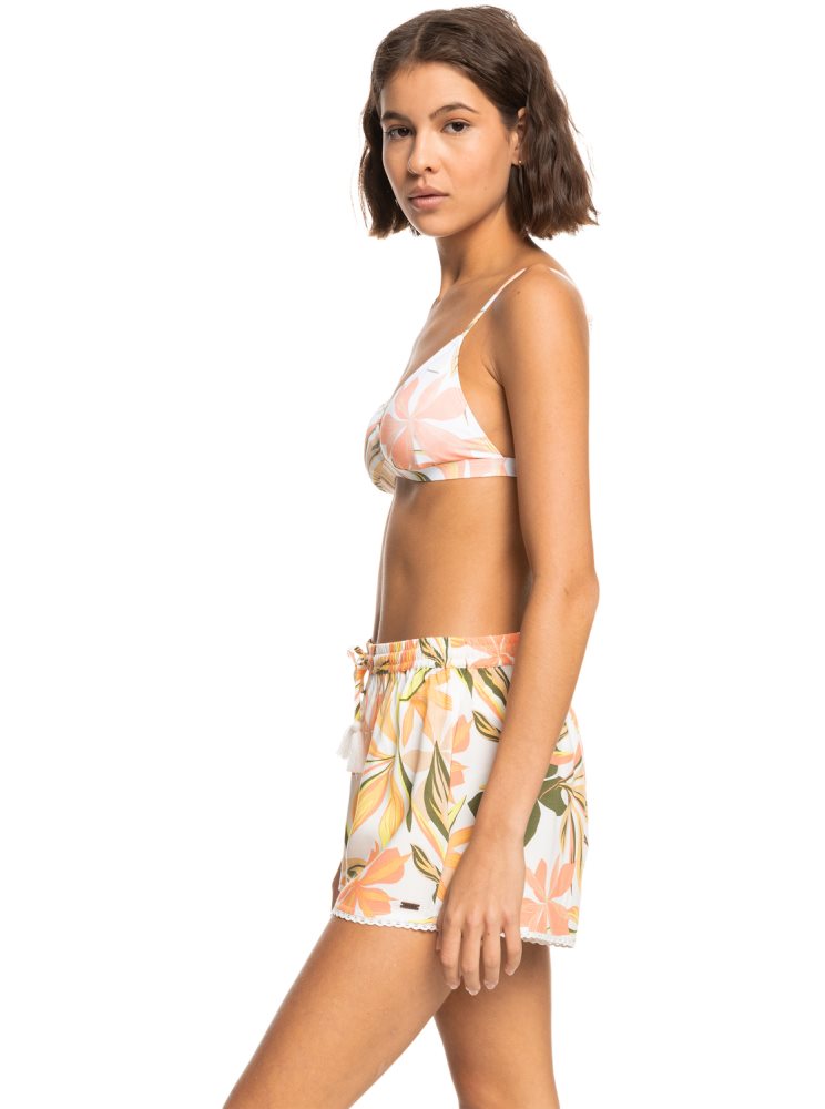 White Women's Roxy Salty Tan Boardshorts | USA OFKR-85602