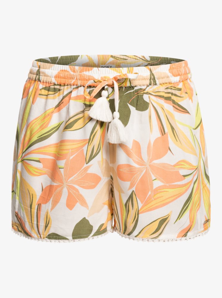 White Women's Roxy Salty Tan Boardshorts | USA OFKR-85602