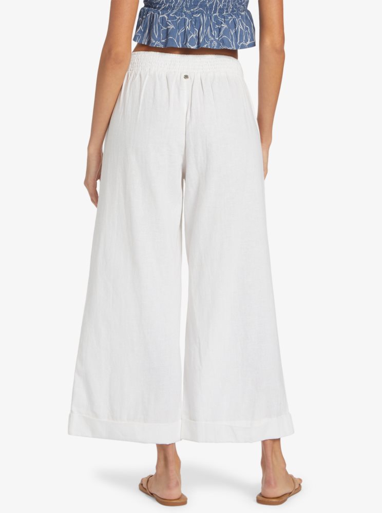 White Women's Roxy Senorita Smile Regular Waist Flare Pants | USA BJXO-46107