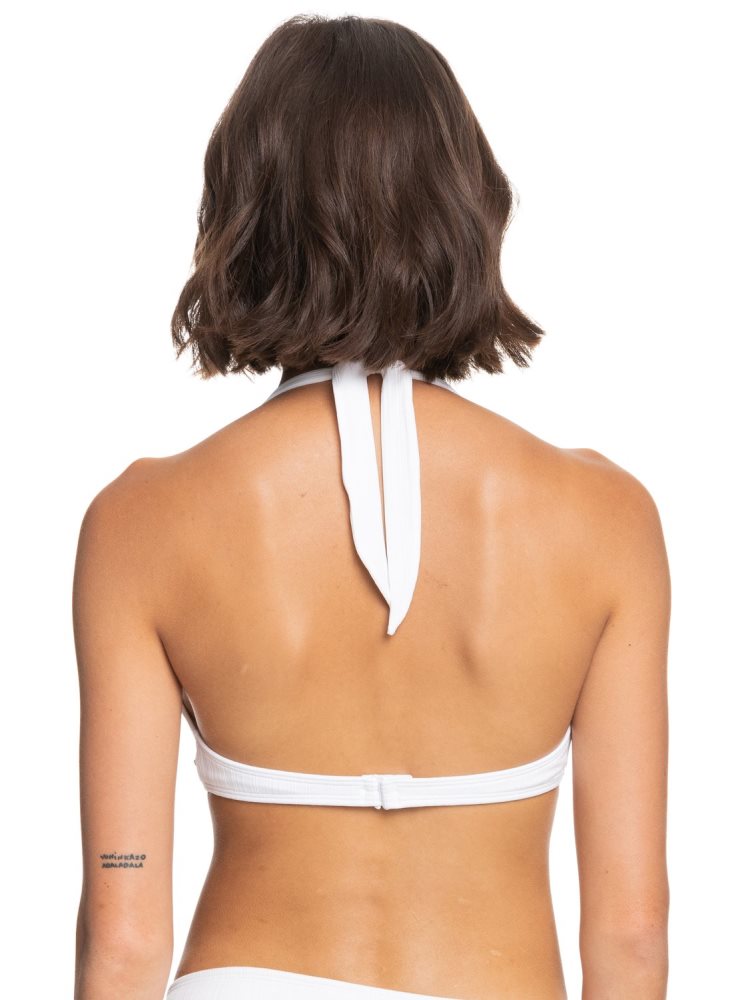 White Women's Roxy Shadow In The Sun Halter Bikini Tops | USA BTQR-84350