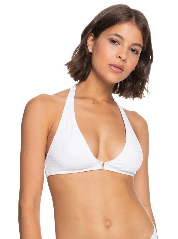 White Women\'s Roxy Shadow In The Sun Halter Bikini Tops | USA BTQR-84350