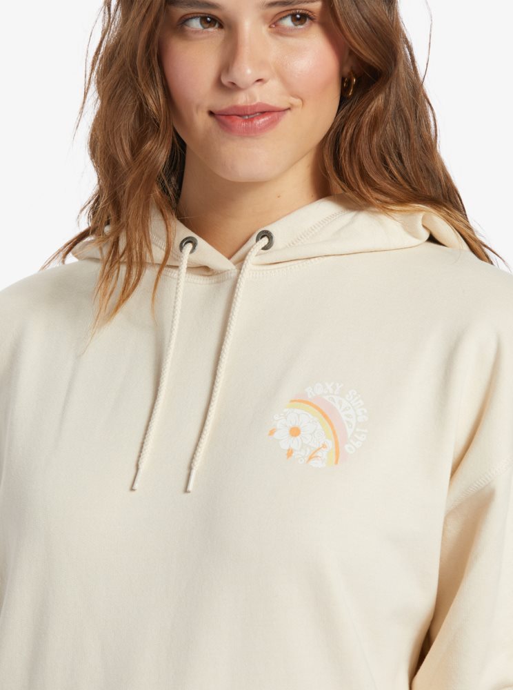 White Women's Roxy Shoreside Hike C Oversize Hoodie | USA CVQG-13092