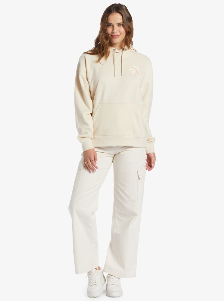 White Women's Roxy Shoreside Hike C Oversize Hoodie | USA CVQG-13092