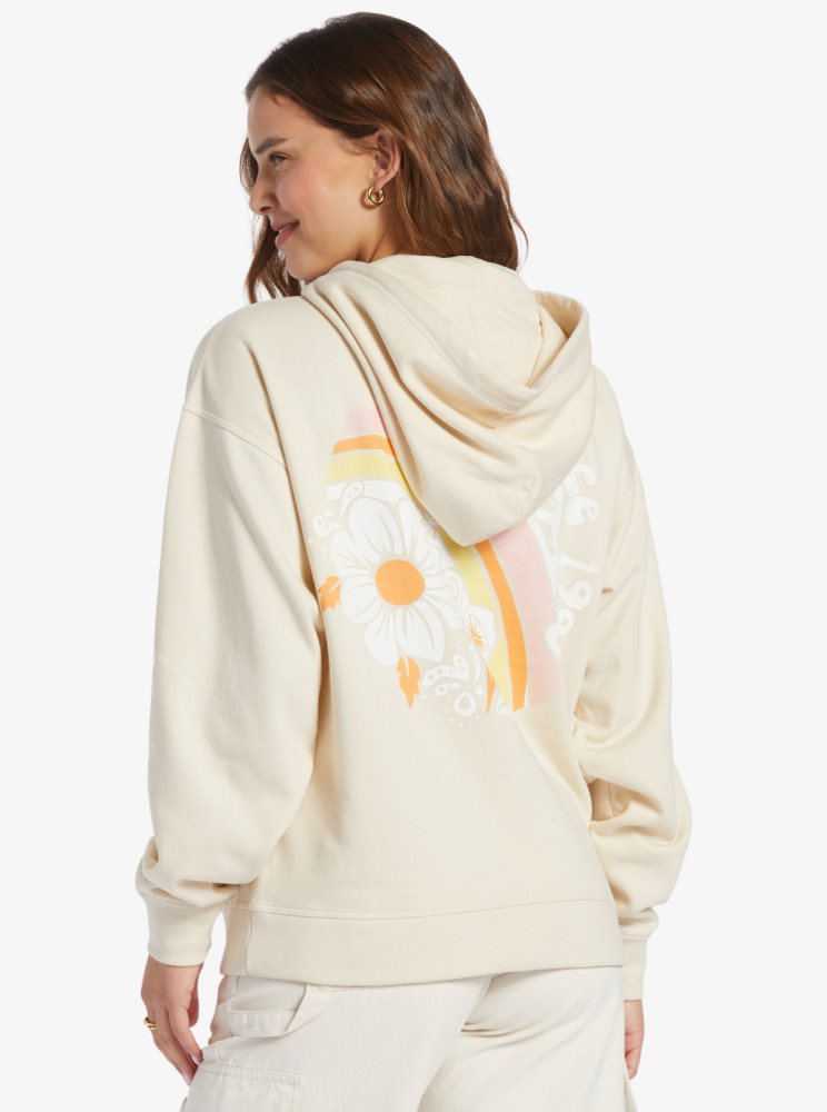 White Women's Roxy Shoreside Hike C Oversize Hoodie | USA CVQG-13092