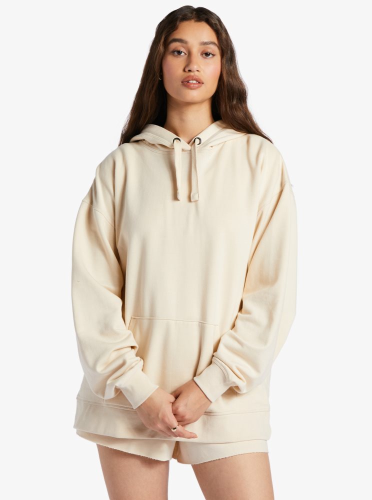 White Women\'s Roxy Shoreside Oversized Hoodie | USA SHLA-06398