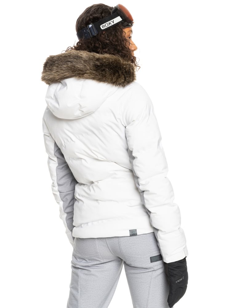 White Women's Roxy Snow Storm Insulated Ski Jackets | USA RNEQ-37069