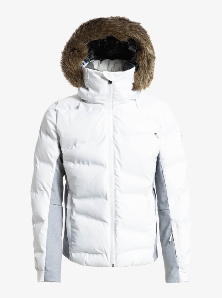 White Women's Roxy Snow Storm Insulated Ski Jackets | USA RNEQ-37069