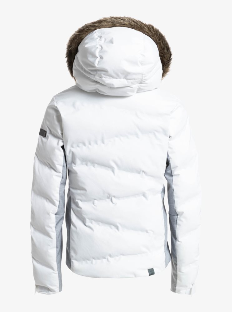 White Women's Roxy Snow Storm Insulated Ski Jackets | USA RNEQ-37069