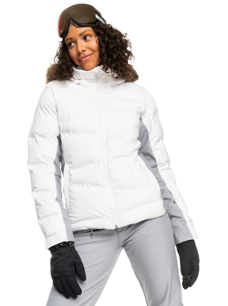 White Women\'s Roxy Snow Storm Insulated Ski Jackets | USA RNEQ-37069