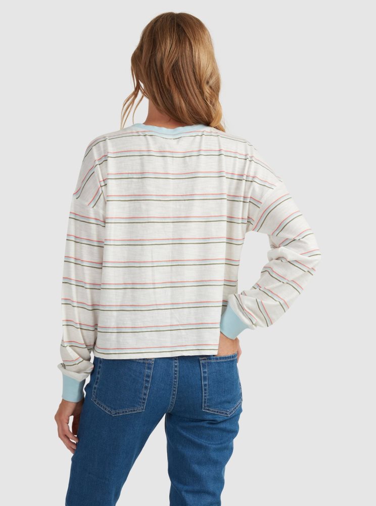 White Women's Roxy Starry Sky Long Sleeve T Shirts | USA ETAM-58061