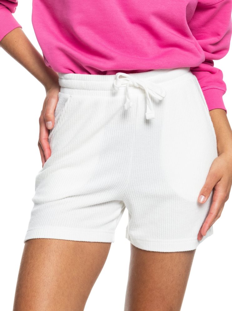 White Women\'s Roxy Sunday Morning Rib Shorts | USA LFJS-37508