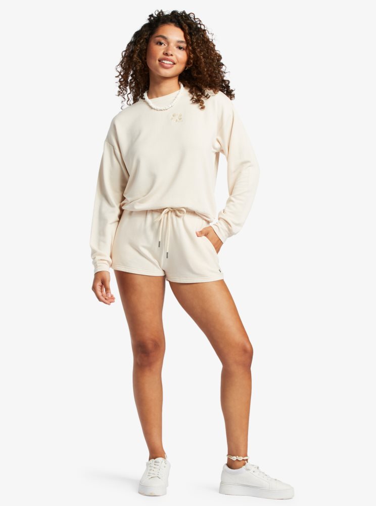 White Women's Roxy Surfing By Moonlight Lounge Sweatshirts | USA NVOB-12960