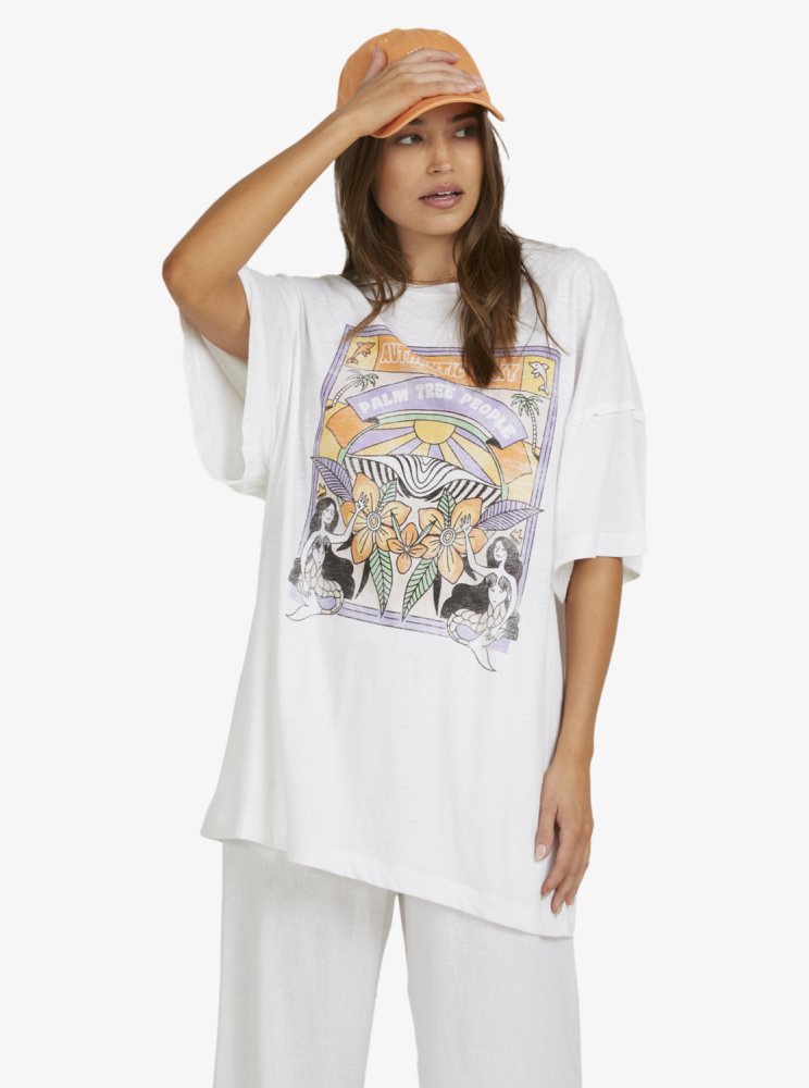 White Women's Roxy Sweet Sunshine Oversized T Shirts | USA ODRN-97361