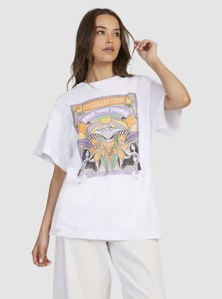 White Women's Roxy Sweet Sunshine Oversized T Shirts | USA ODRN-97361