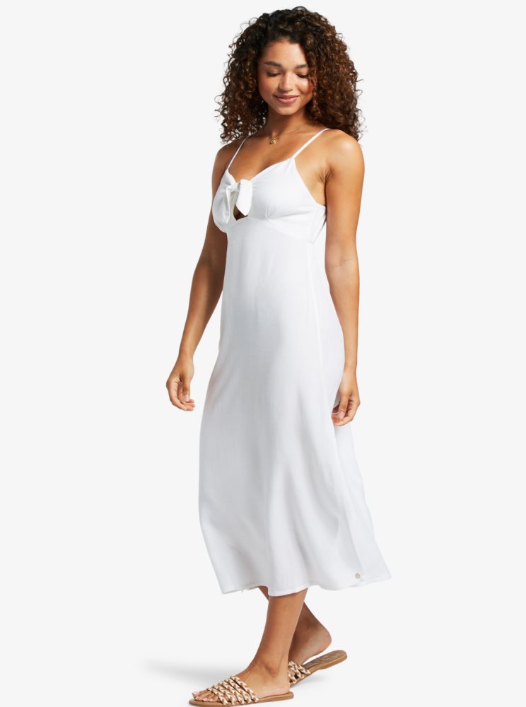 White Women's Roxy Sweetest Step Midi Dress | USA DCBV-51904