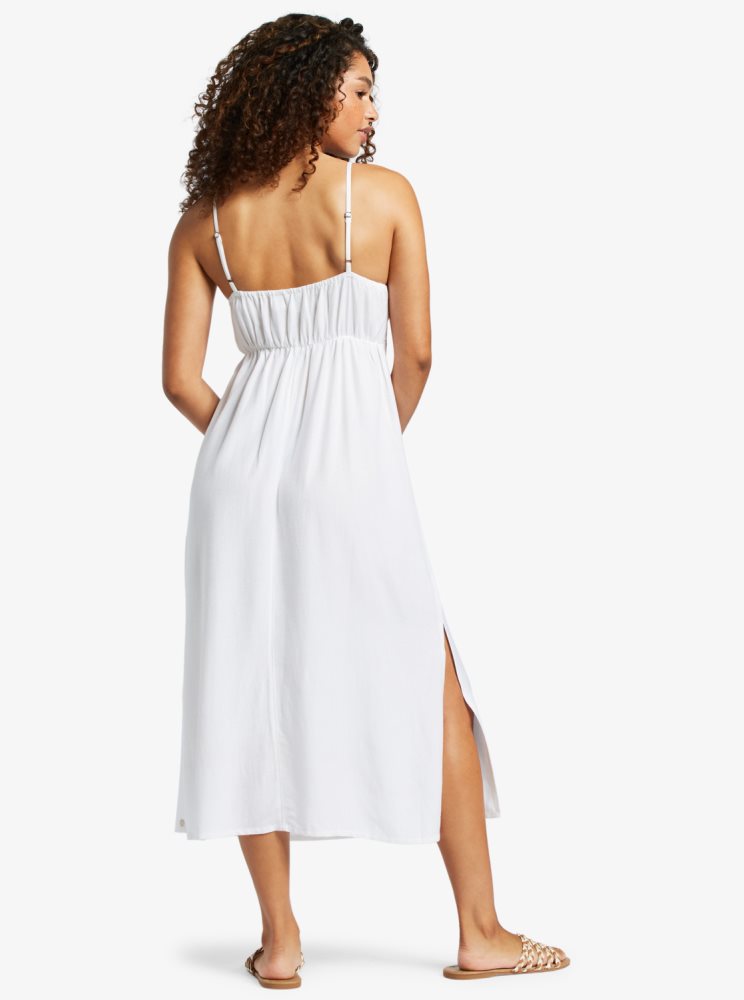 White Women's Roxy Sweetest Step Midi Dress | USA DCBV-51904