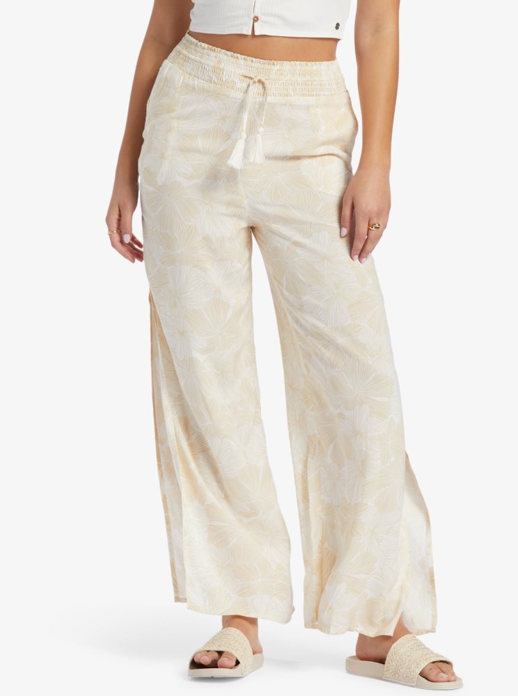 White Women\'s Roxy Tropical Rhythm Beachy Pants | USA ZJVG-74261