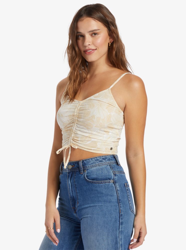 White Women's Roxy Vibrant Light Strappy Crop Tops | USA BMXU-09215