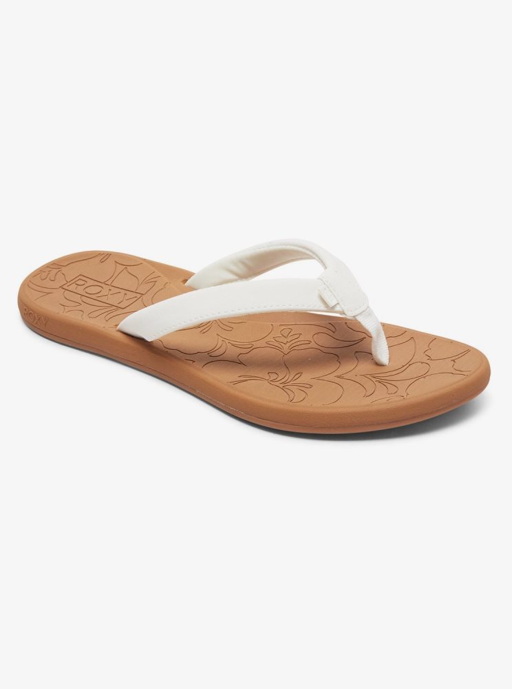 White Women's Roxy Vickie Flip Flops | USA BGOF-62513