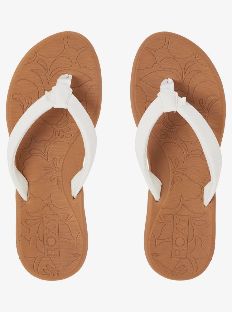 White Women's Roxy Vickie Flip Flops | USA BGOF-62513