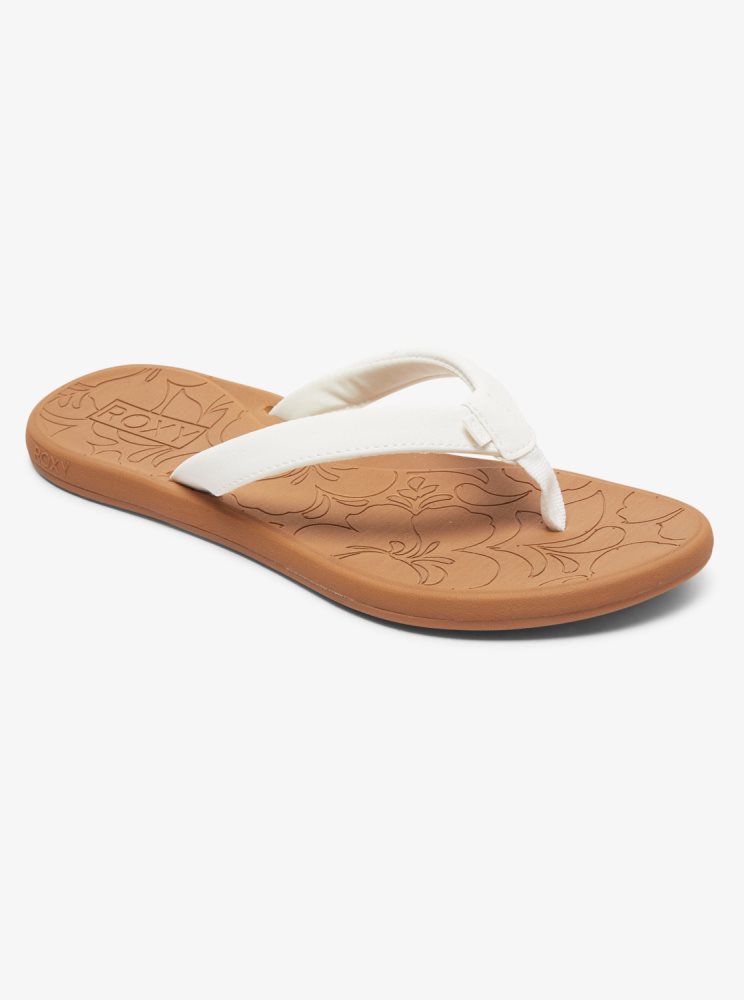 White Women\'s Roxy Vickie Flip Flops | USA BGOF-62513