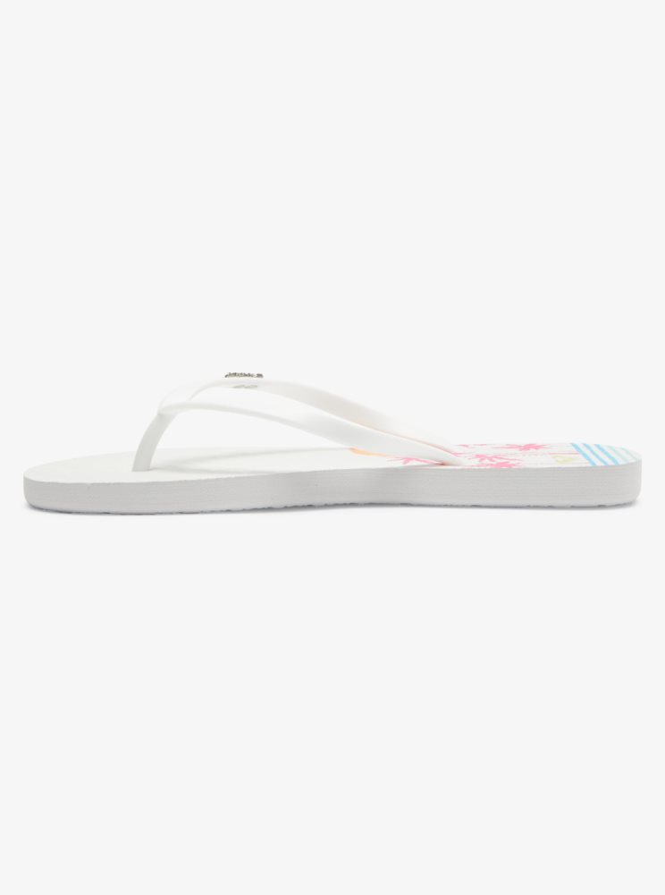 White Women's Roxy Viva Stamp Flip Flops | USA MXSU-94802