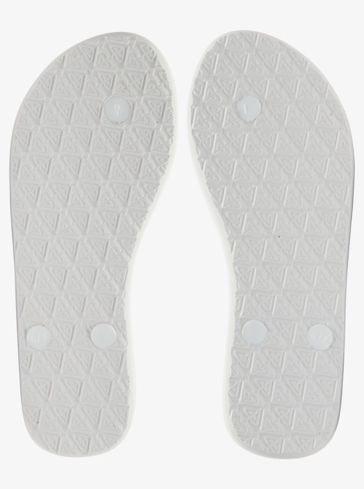 White Women's Roxy Viva Stamp Flip Flops | USA MXSU-94802