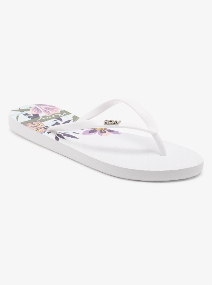 White Women's Roxy Viva Stamp Flip Flops | USA RXSC-30284