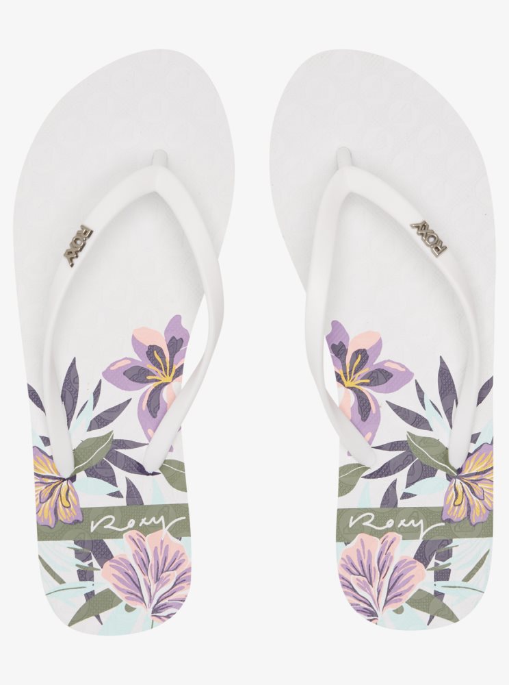 White Women's Roxy Viva Stamp Flip Flops | USA RXSC-30284