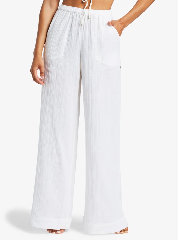 White Women's Roxy What A Vibe Beach Pants | USA LEPU-76425