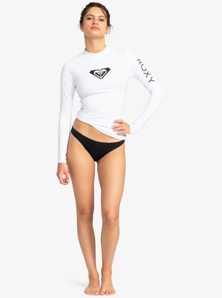 White Women's Roxy Whole Hearted Long Sleeve UPF 50 Rashguards | USA RMVW-17648