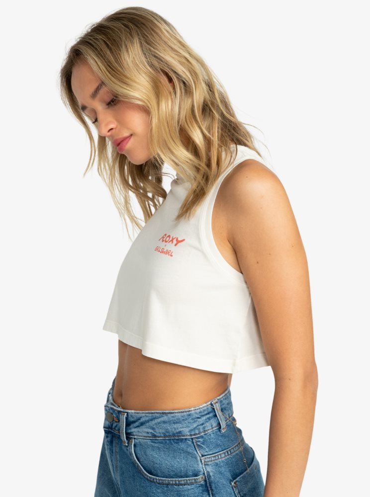 White Women's Roxy x Grl Swirl Cropped Vest Tops | USA CLZK-57264