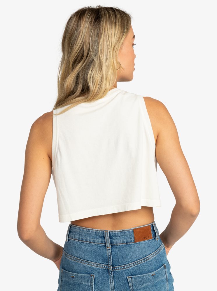 White Women's Roxy x Grl Swirl Cropped Vest Tops | USA CLZK-57264