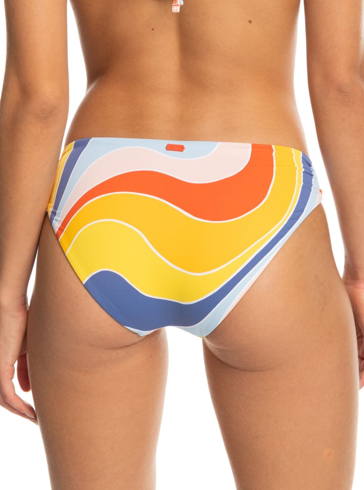 Yellow / Blue Women's Roxy Palm Cruz Hipster Bikini Bottoms | USA WHBI-56438