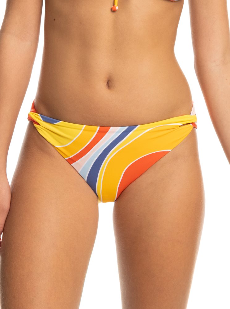 Yellow / Blue Women\'s Roxy Palm Cruz Hipster Bikini Bottoms | USA WHBI-56438