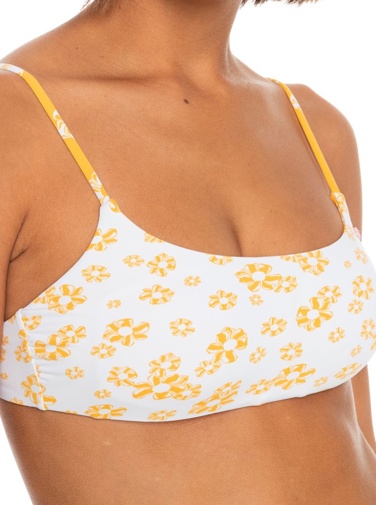 Yellow Flower Women's Roxy Flower Lover Reversible Bralette Bikini Tops | USA HCJI-15684