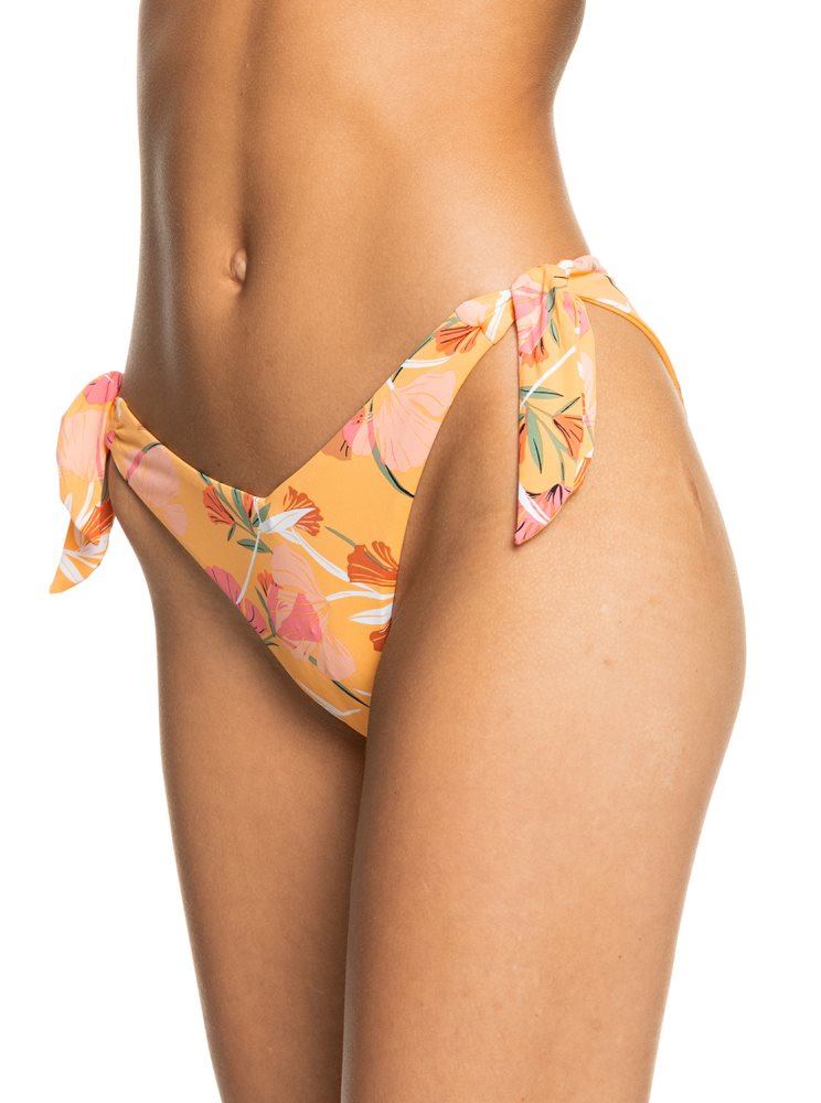 Yellow Flower Women's Roxy Printed Beach Classics Cheeky Bikini Bottoms | USA JHWI-86095