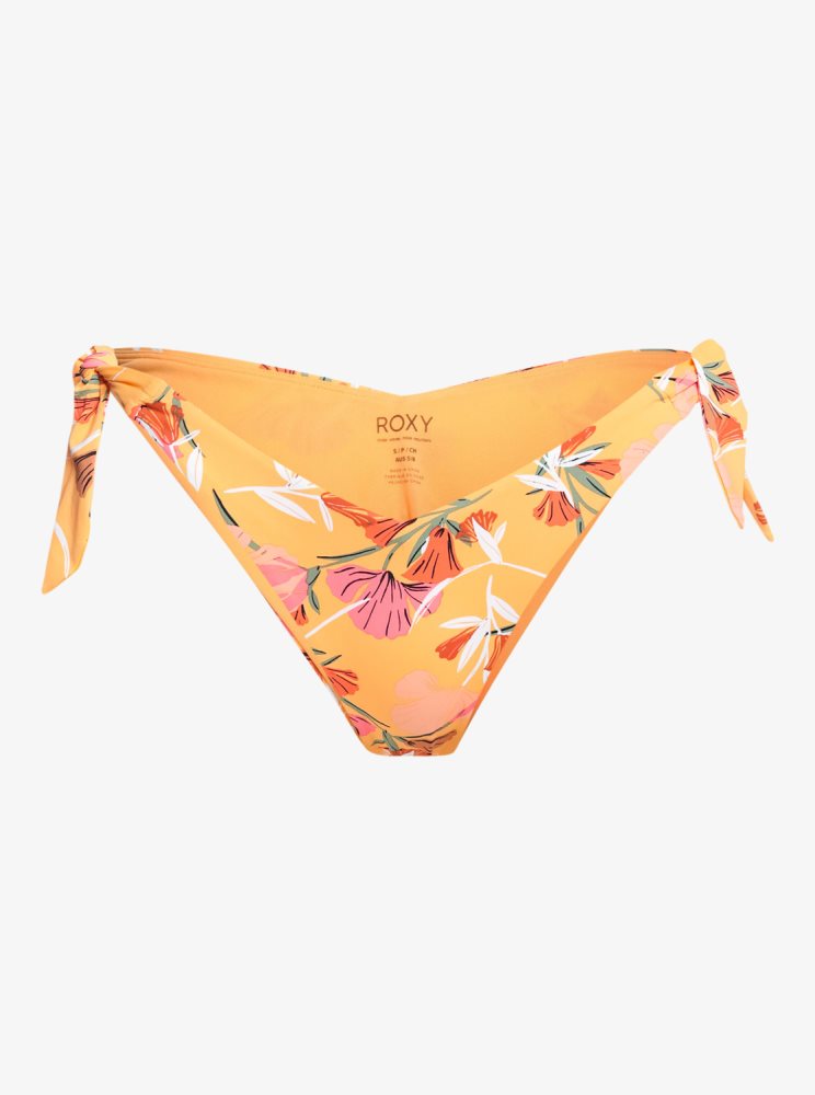 Yellow Flower Women's Roxy Printed Beach Classics Cheeky Bikini Bottoms | USA JHWI-86095