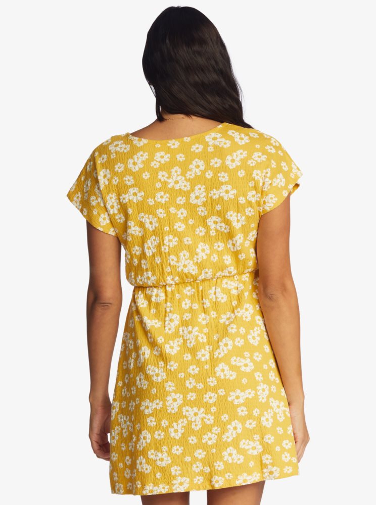 Yellow Flower Women's Roxy Simple Thoughts Knit Mini Dress | USA UOEB-27158